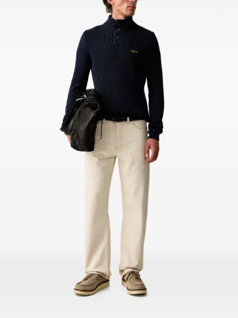 Aeronautica Militare ribbed-knit logo-embroidered sweater