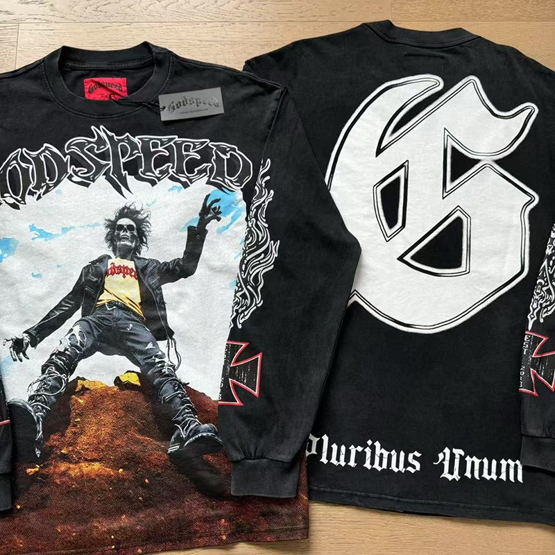 Godspeed E Pluribus Unum Washed Black Long-Sleeve T-Shirt