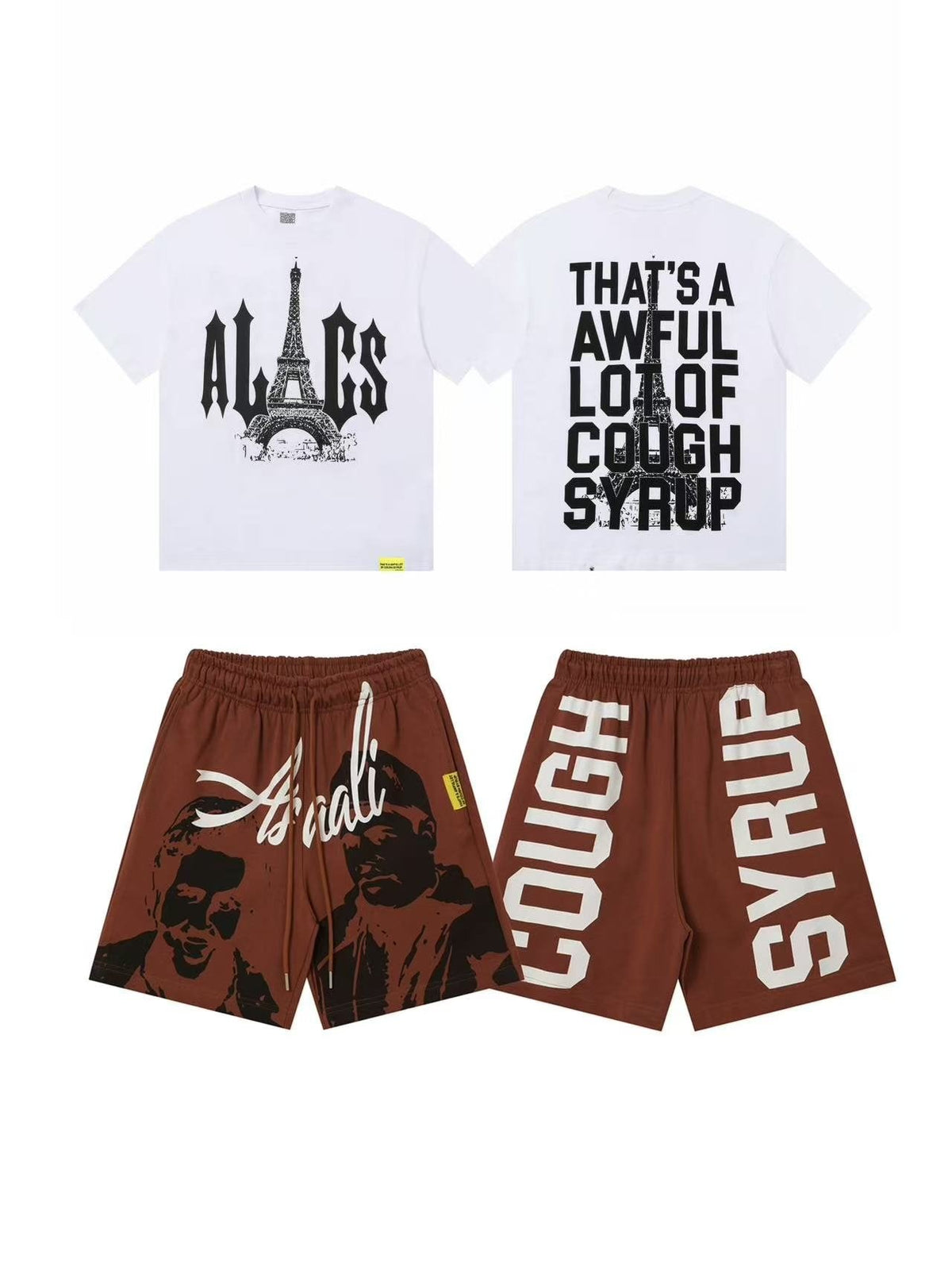THAT'S A AWFUL LOT OF COUGH SYRUP Paris Eiffel Graphic Short-Sleeve Set
