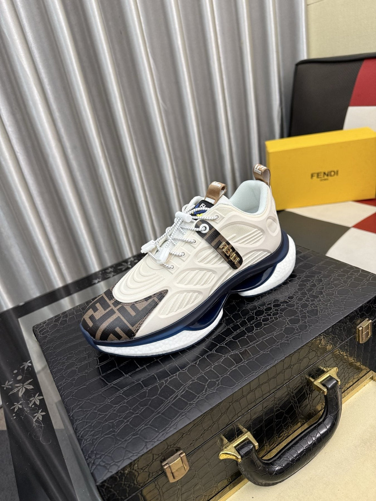 Fendi Men's Patterned Toe Low-Top Sneakers - Lace-Up Closure